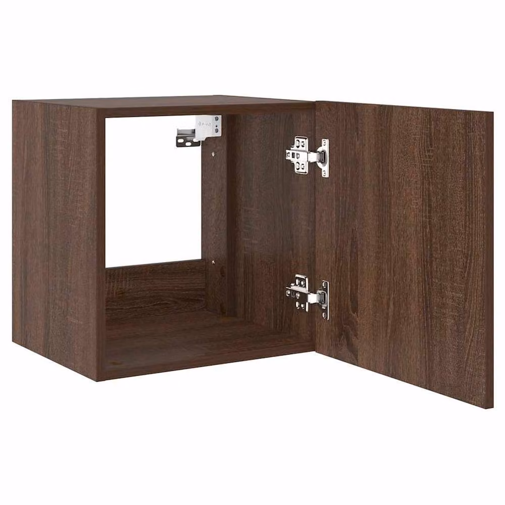 Berkfield Home Wall Mounted TV Cabinet with Integrated LED Lights in Brown Oak, W/D/H: 40.5 x 35 x 40 cm – 4