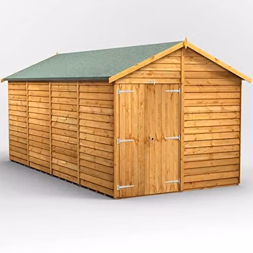 Powersheds Premium Apex Wooden Garden Shed in Brown, Windowless Overlap Design – 1