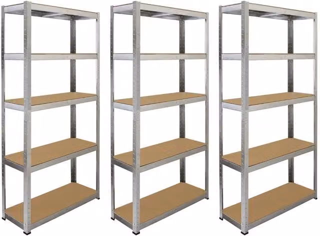 Monstershop 6 Pack GALWIX Galvanised Industrial Racking in Silver, W/D/H: 90 x 30 x 180 cm – 1
