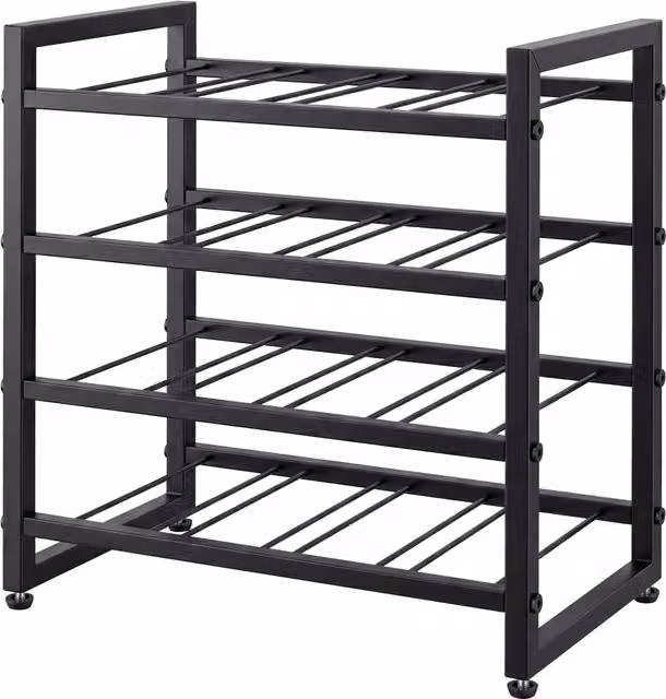 Levede 16 Bottle Metal Countertop Wine Rack Organiser, 4 Tier, Black, W/D/H: 43.0 x 23.0 x 41.0 cm