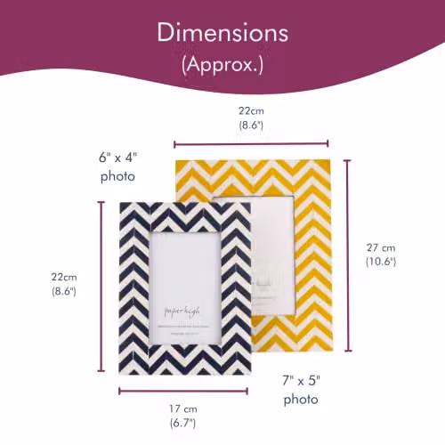 Paper High Mango Wood Chevron Photo Frame in Yellow and White – 3