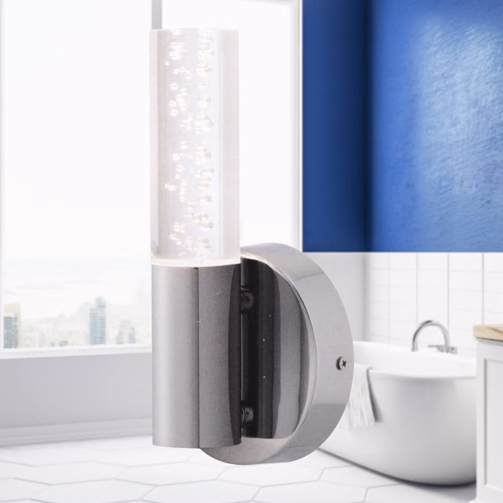 First Choice Lighting Orin Silver Chrome LED Bathroom Wall Light with Transparent Bubble Detail – 3