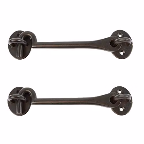 Hammer and Tongs Rustic Iron Cabin Hook and Eye, Matt Black, Pack of 2, Width: 16.5 cm – 2