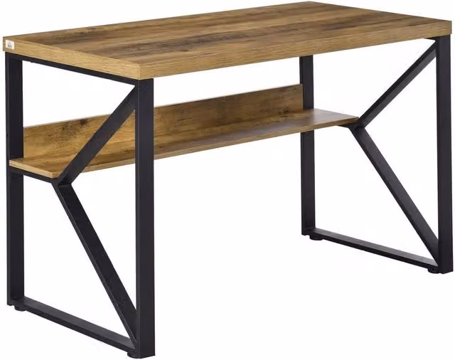 NESTLUNE Computer Writing Desk with K-Shaped Steel Legs in Brown – 1