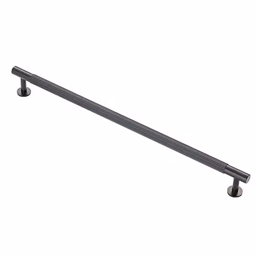 Loops Lined Bar Door Pull Handle in Matt Black, W: 37 cm, D: 1.3 cm, H: 3.7 cm (320 mm Centres)