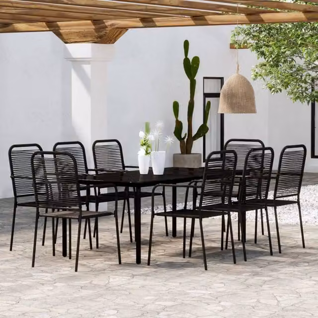 Berkfield Home 9 Piece Garden Dining Set in Black