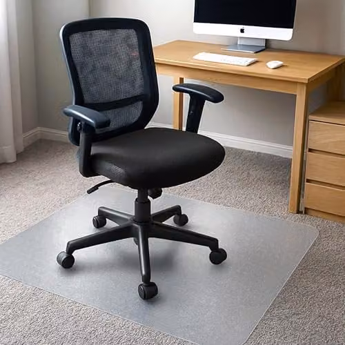 Floortex TrYlok PVC Rectangular Chair Mat for Low Pile Carpets up to 6mm, Transparent, W: 120 cm, D: 90 cm – 2