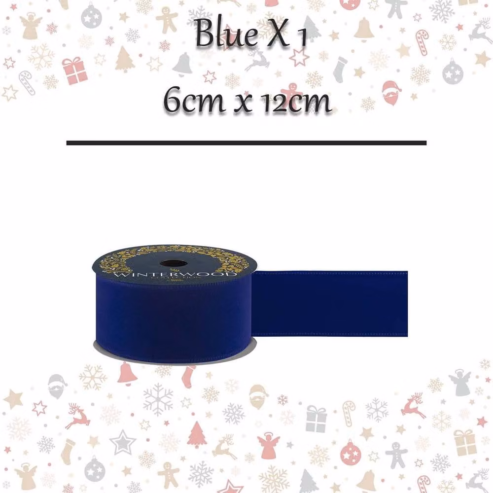 VFM e-Store Blue Christmas Ribbon Garland Hanging Textile Ornament W/H: 6 x 12 cm – 2