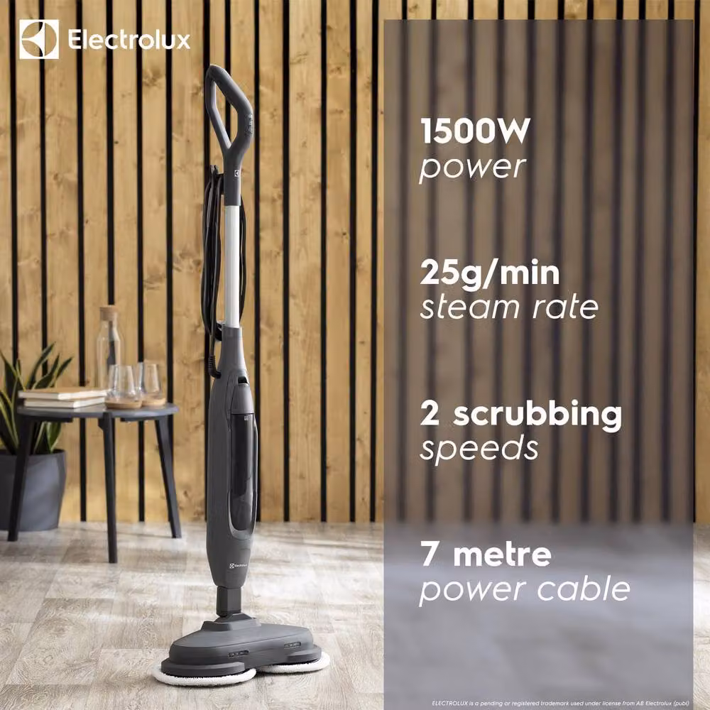 Electrolux Spin & Scrub 1500W Steam Mop for Hard Floors with LED Headlight, Grey – 3