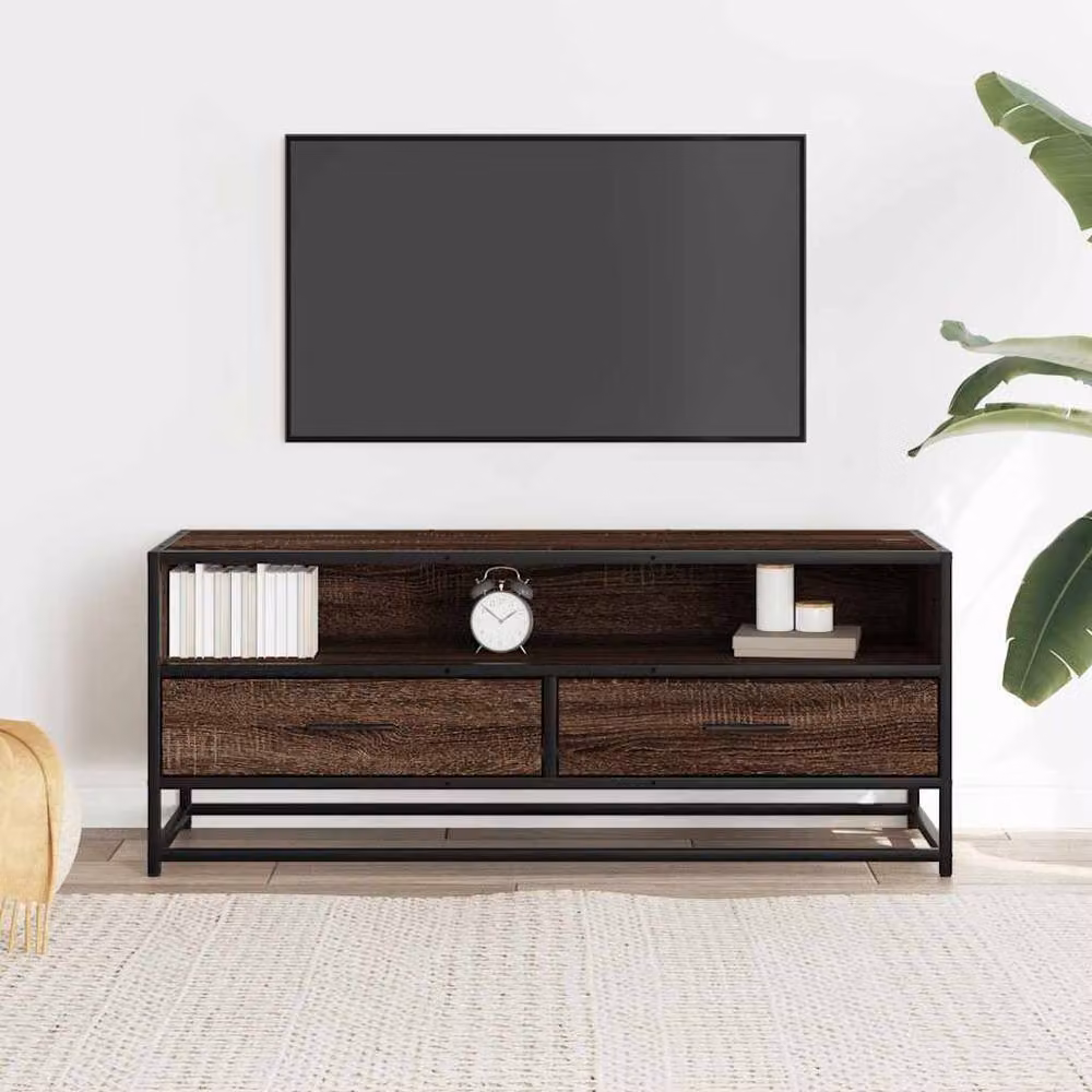Berkfield Home Industrial TV Cabinet in Brown Oak, W/D/H: 100 x 34.5 x 40 cm – 3