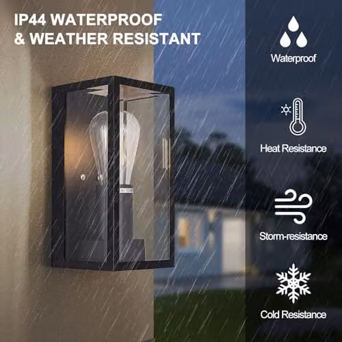 Harper Living Matte Black Stainless Steel Outdoor Wall Lantern, IP54 Waterproof, E27 LED Compatible – 2