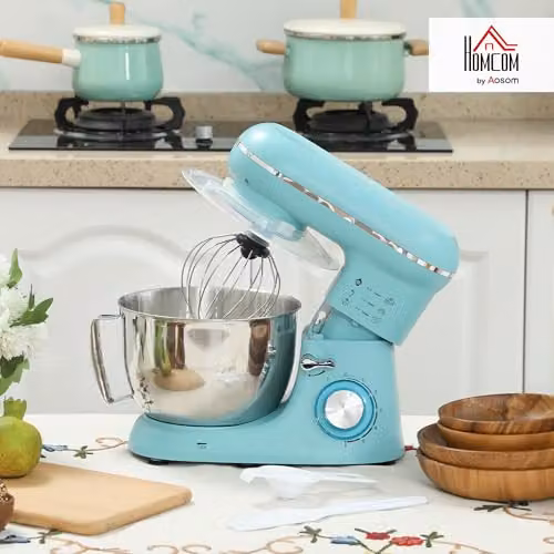 HOMCOM Electric Stand Mixer, 4.5L Food Mixer with 6 Speeds and 1300W Motor in Blue – 2