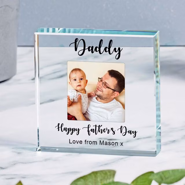 Uniqueful Personalised Happy Fathers Day Glass Token in Clear