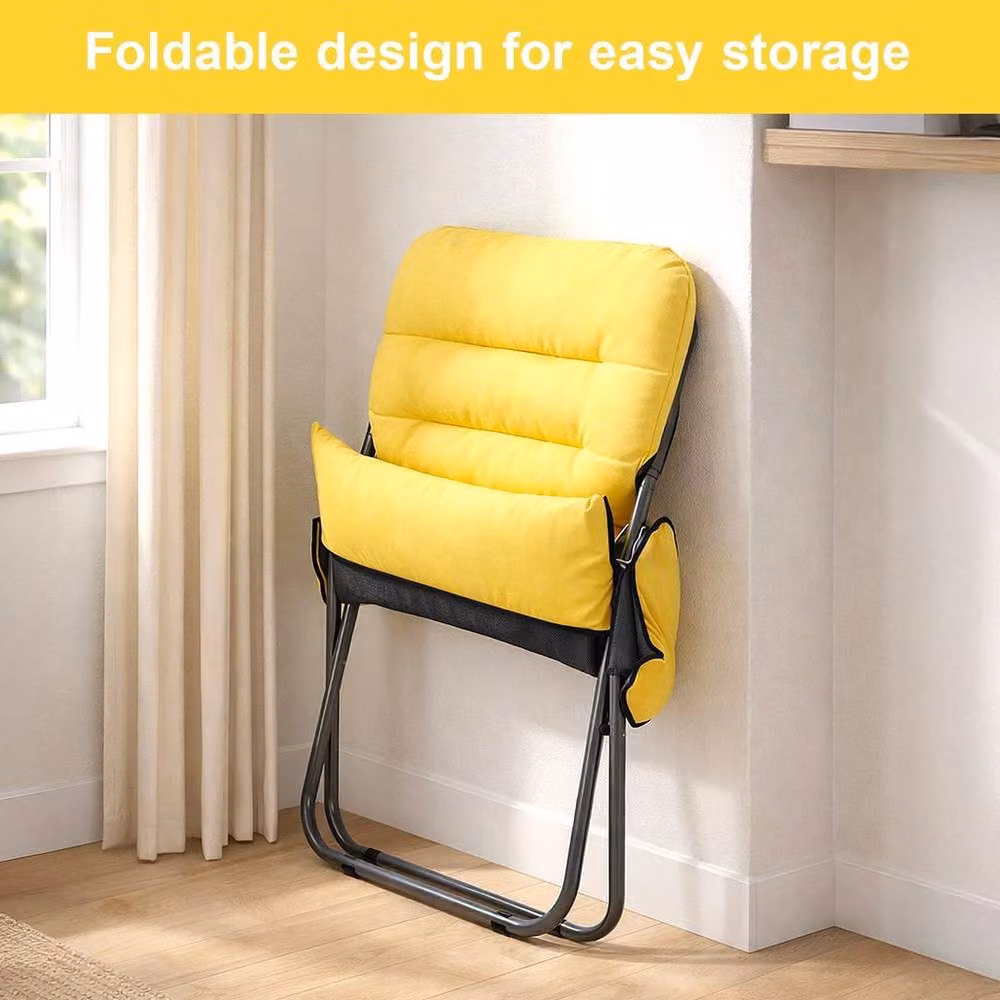 Kelvenix Yellow Folding Lounge Saucer Chair with Metal Frame – 2