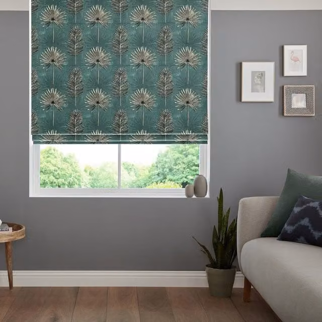 Terrys Zana Made to Measure Blackout Roman Blind in Green Floral Forest Design