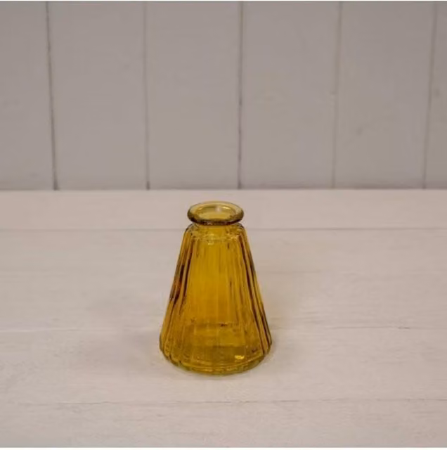 KDMD Yellow Striped Ribbed Glass Tabletop Bottle, 0.7 l