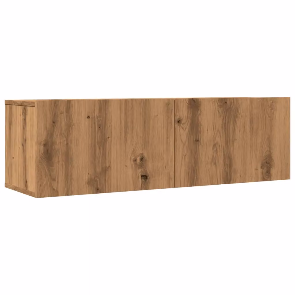 Berkfield Home Artisan Oak Wall-mounted TV Cabinets, 2 Pieces, Brown, W/D/H: 100 x 30 x 30 cm – 2