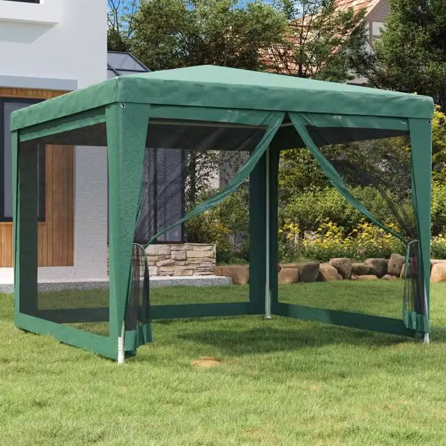 Berkfield Home Party Tent with 4 Mesh Sidewalls, Green, W: 300 cm, D: 300 cm – 1