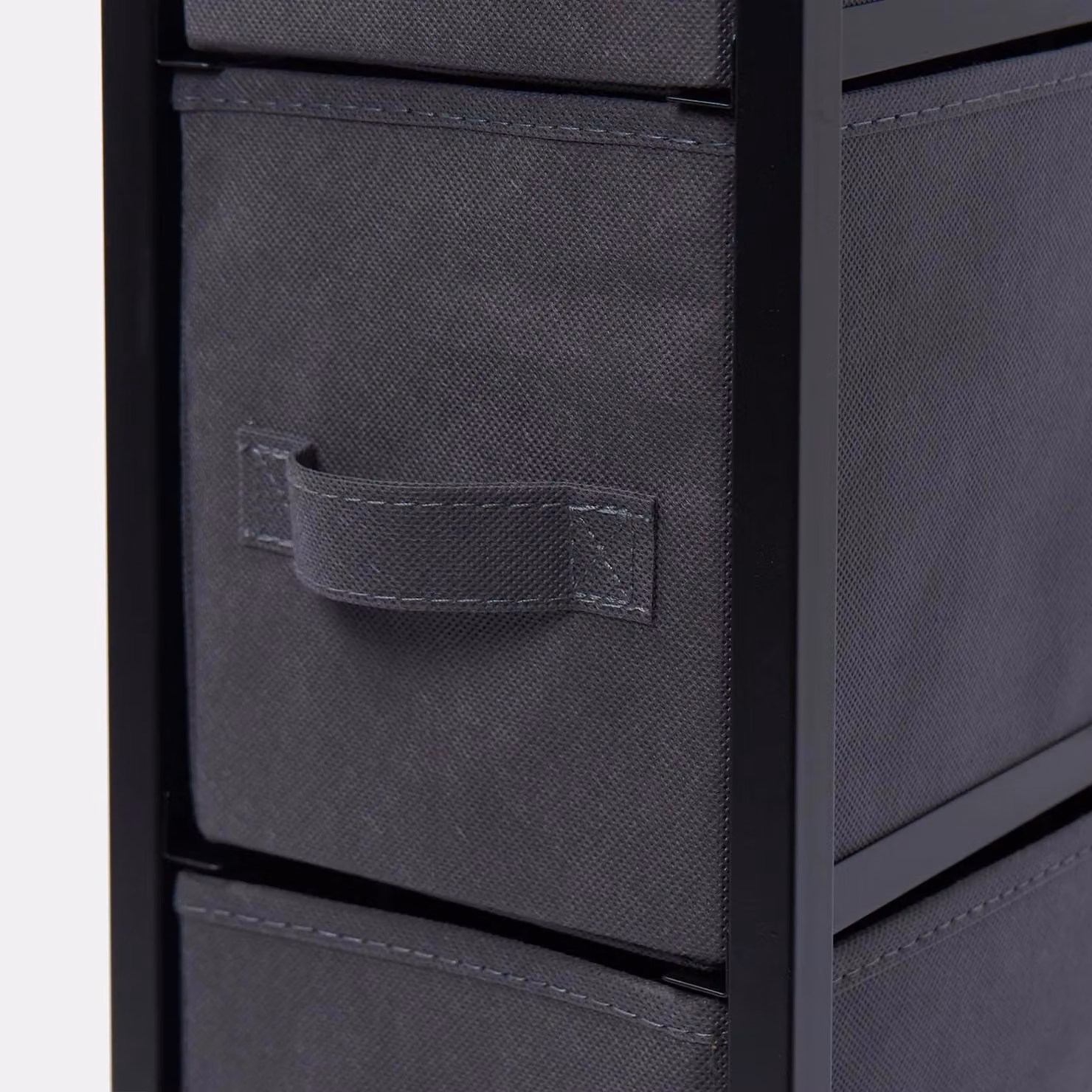 OHS Narrow 4 Drawer Storage Cabinet Bedside Table Unit Fabric Organiser in Light Grey – 5