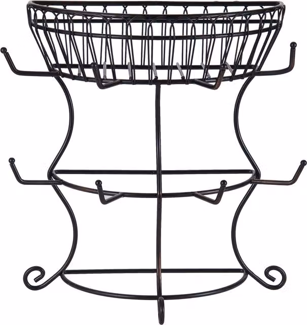 Mikasa Gourmet French Countryside Mug Tree with Basket in Black