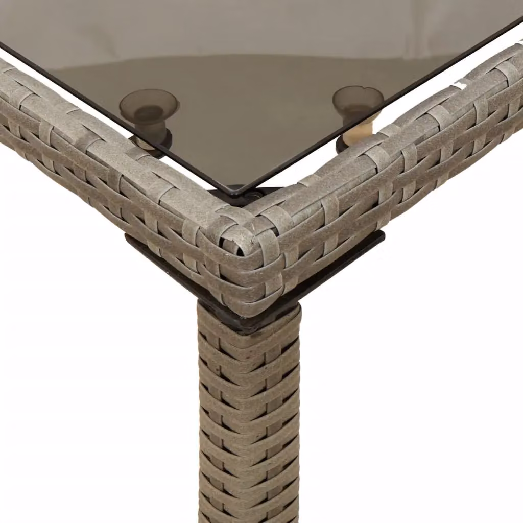 Berkfield Home Grey Poly Rattan Garden Table with Glass Top, W/D/H: 115 x 54 x 74 cm – 5