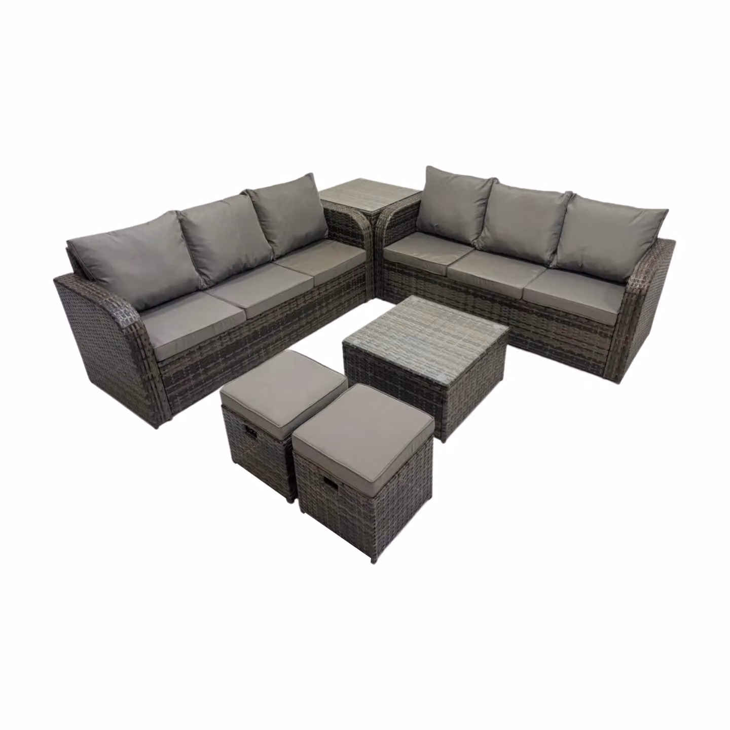 Fimous Modern Rattan Garden Furniture Set with Side Table in Dark Grey Anthracite – 2