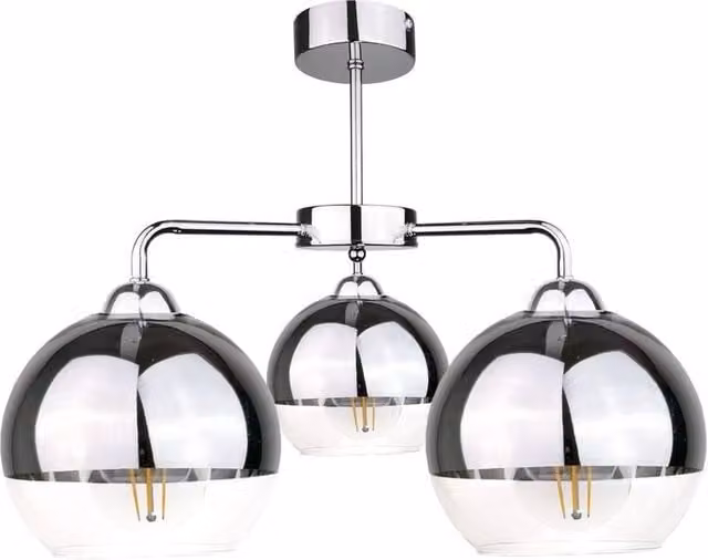 Netlighting Ice Multi Arm Semi Flush Ceiling Light in Silver, Diameter: 40 cm, 3x E27