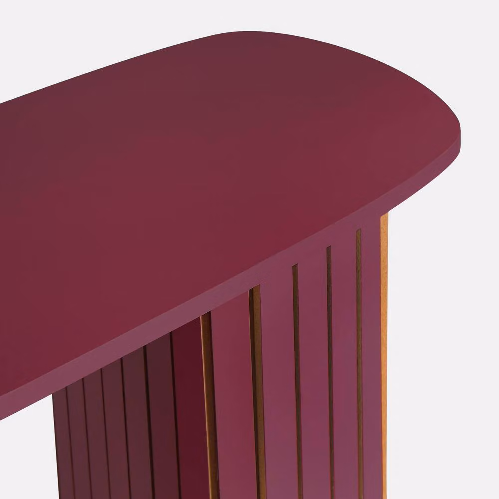 OHS Madison Ribbed Engineered Wood Console Table in Dark Red – 3