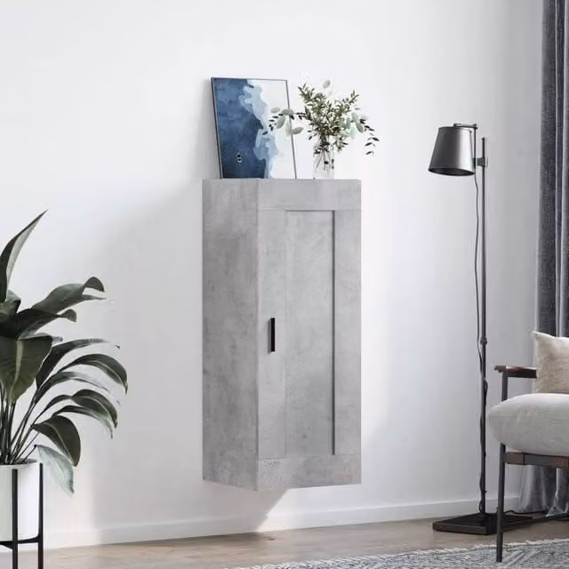 Berkfield Home Wall Mounted Cabinet in Concrete Grey, W/D/H: 34.5 x 34 x 90 cm – 1