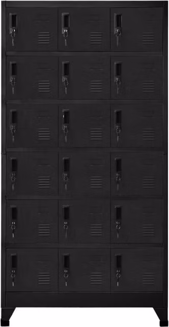 Berkfield Home Modern Steel Locker Cabinet in Black, W/D/H: 90 x 40 x 180 cm