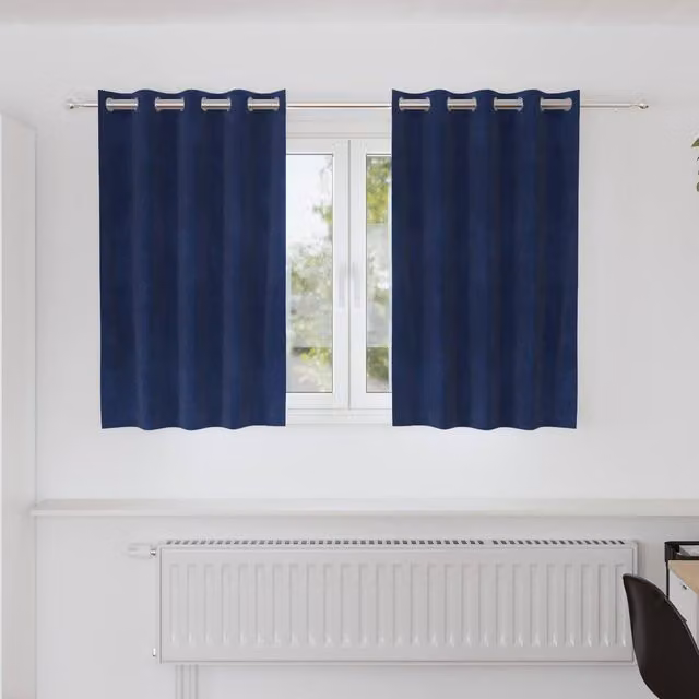 Berkfield Home Dark Blue Velvet Blackout Curtains with Eyelets, 2 Pack