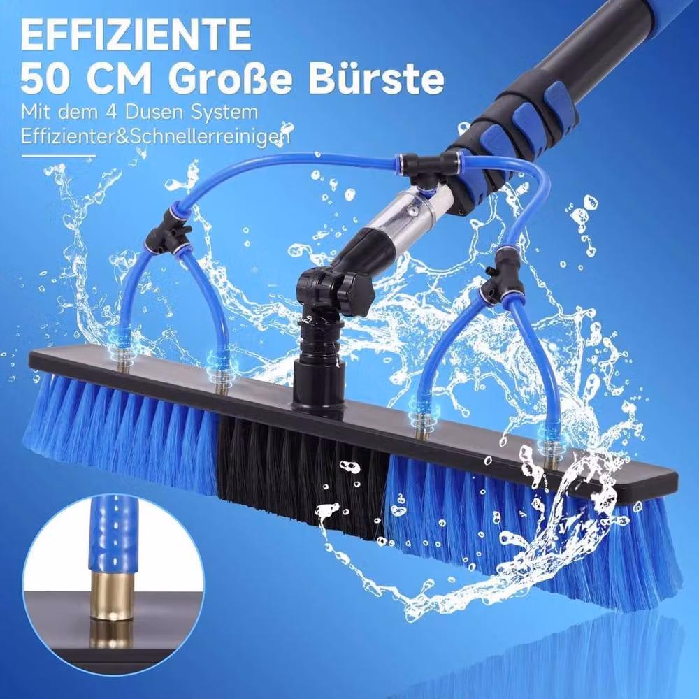 FLAVORA Blue Telescopic Window Cleaner Kit with Squeegee and Microfibre Cloth – 4
