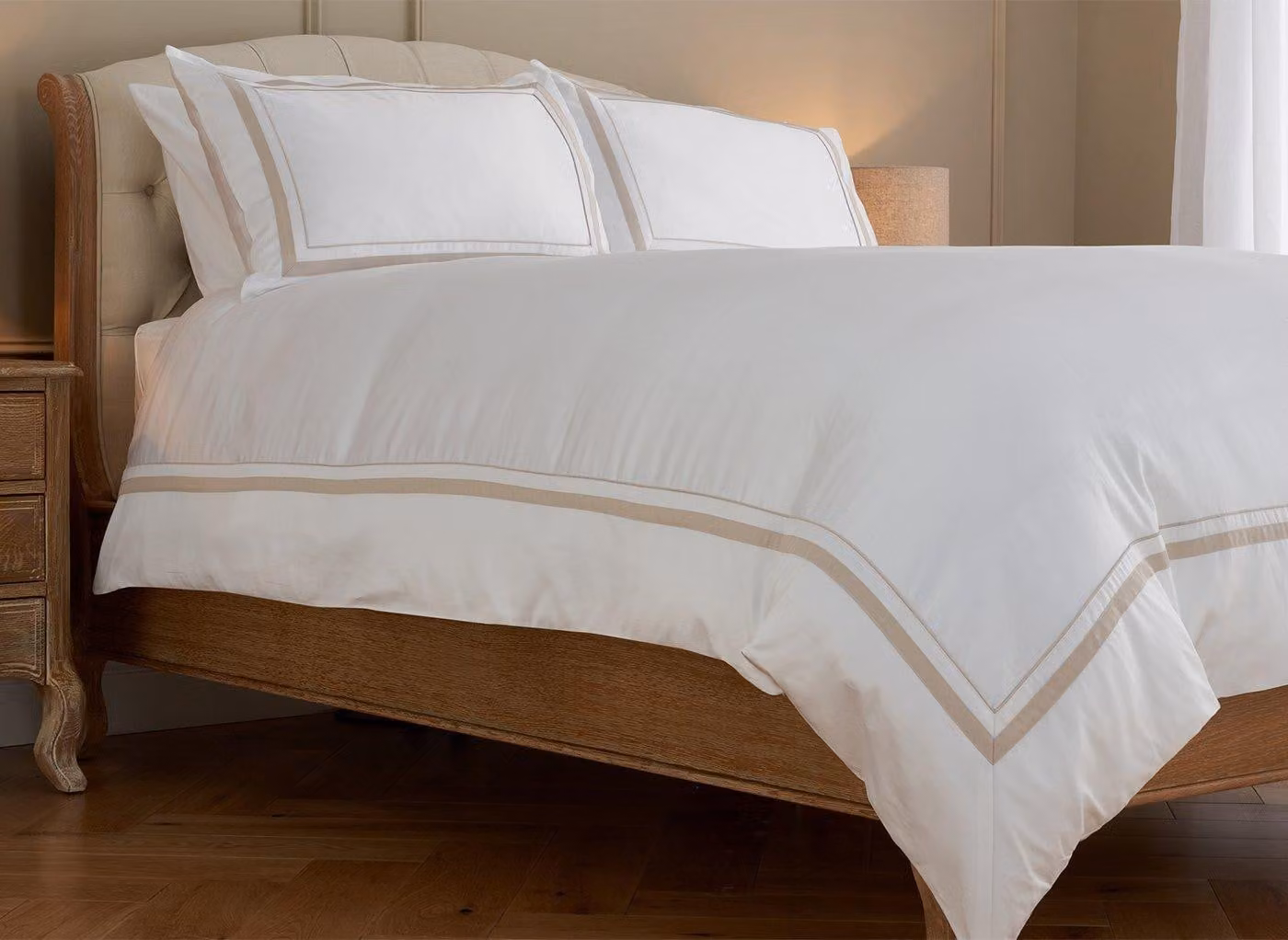 Feather & Black Langham Natural White Cotton Percale Duvet Cover