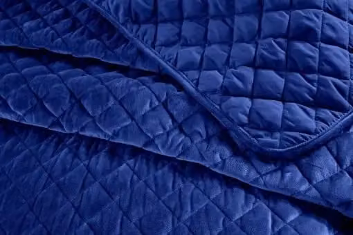 New Edge Blinds Banbury Blue Velvet Quilted Geometric Bedspread and Pillow Shams Set – 4