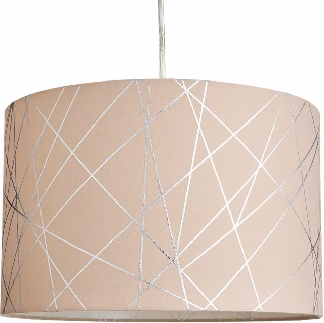 Litecraft Minimalist Cylinder Fabric Lampshade in Brown and Silver