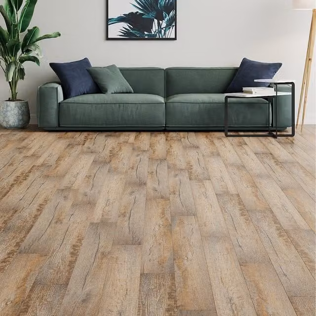 Komore Self Adhesive Wood Effect PVC Plank Flooring in Beige, Yellow and Brown