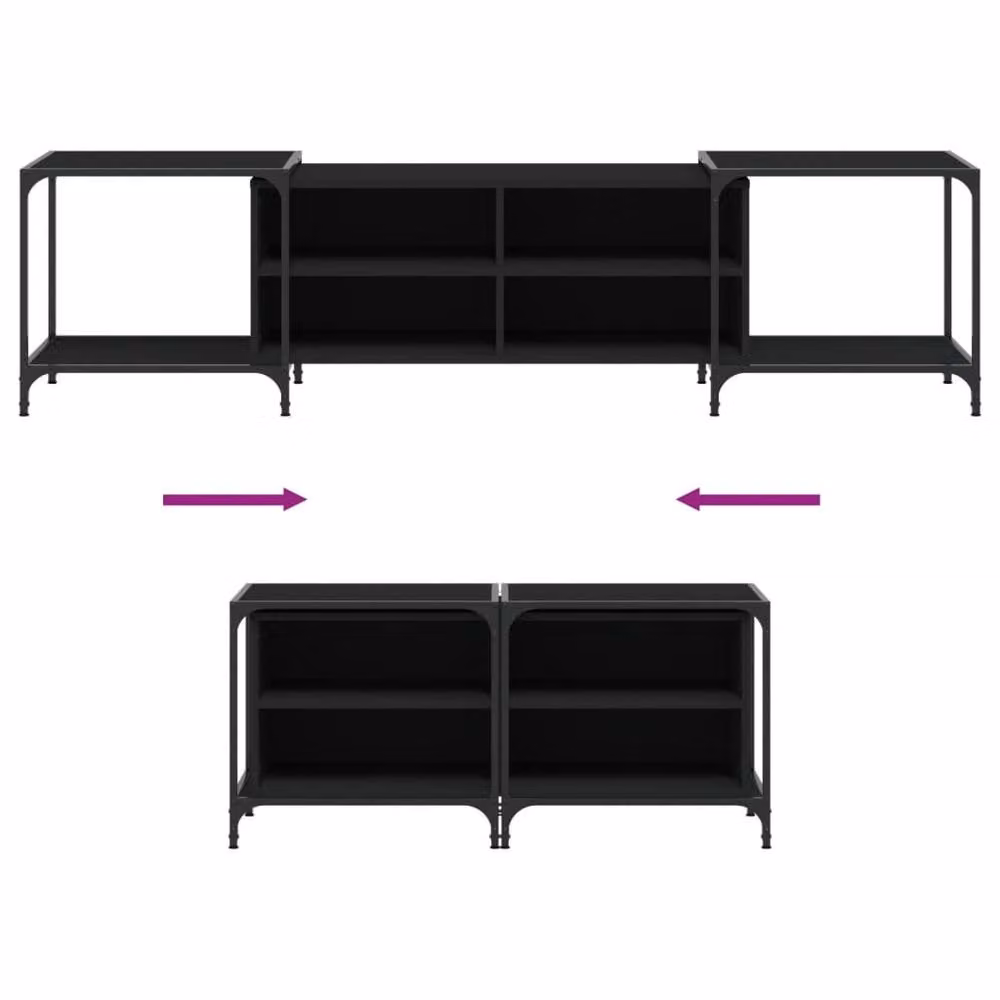 Berkfield Home Modern Black TV Cabinet in Engineered Wood, W: 203 cm, D: 37 cm, H: 50 cm – 5
