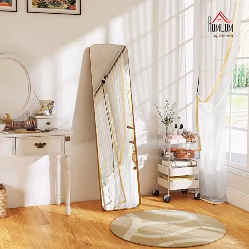 HOMCOM Full Length Freestanding Mirror in Gold Tone, W: 40 cm, H: 160 cm – 2