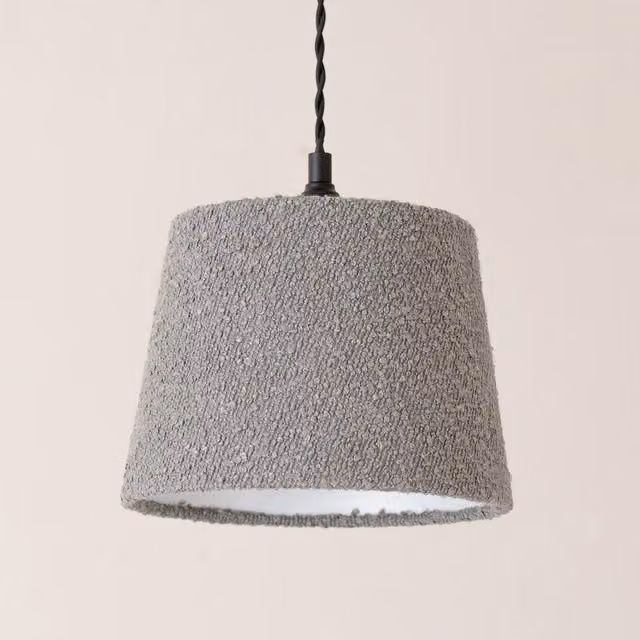 ValueLights Rory Grey Boucle Tapered Easy Fit Ceiling Lamp Shade
