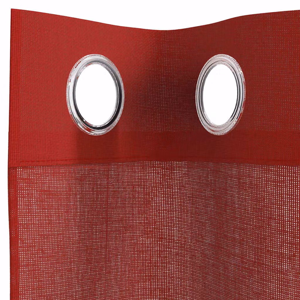 Berkfield Home Red Plain Voile Eyelet Curtains, 2 Pack – 4