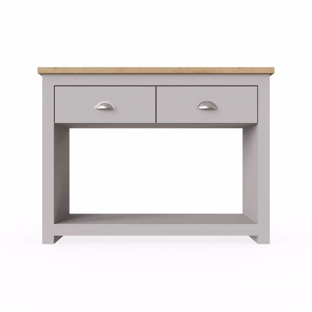 Timber Art Design Lisbon Console Hallway Table with 2 Drawers in Light Grey, W/D/H: 100 x 35 x 75 cm – 2