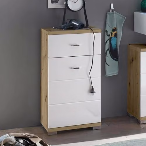 Julian Bowen White Glossy Modern Wood Pool Storage Cabinet W/D/H: 30 x 38 x 15 cm – 1