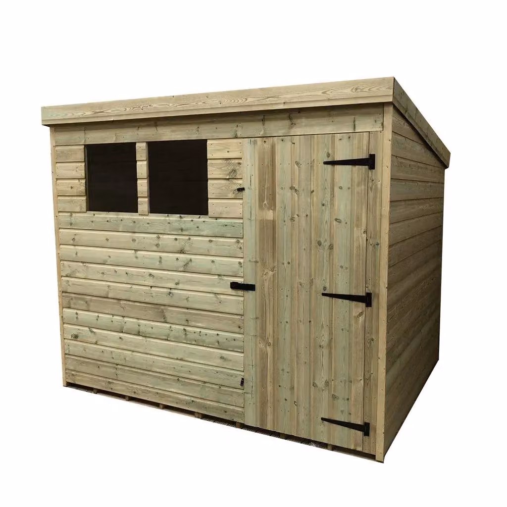 Marlborough Pressure Treated Pent Garden Shed with Single Door in Natural Wood – 5
