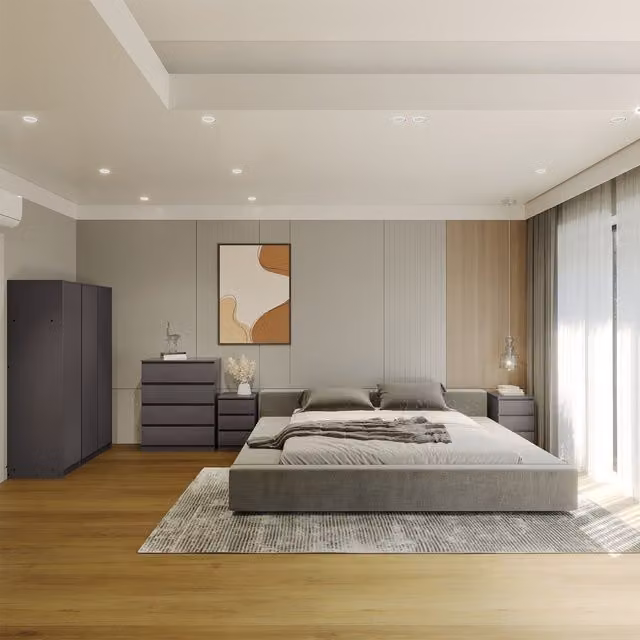 Seconique Malvern 3 Door Wardrobe Bedroom Set in Matt Grey