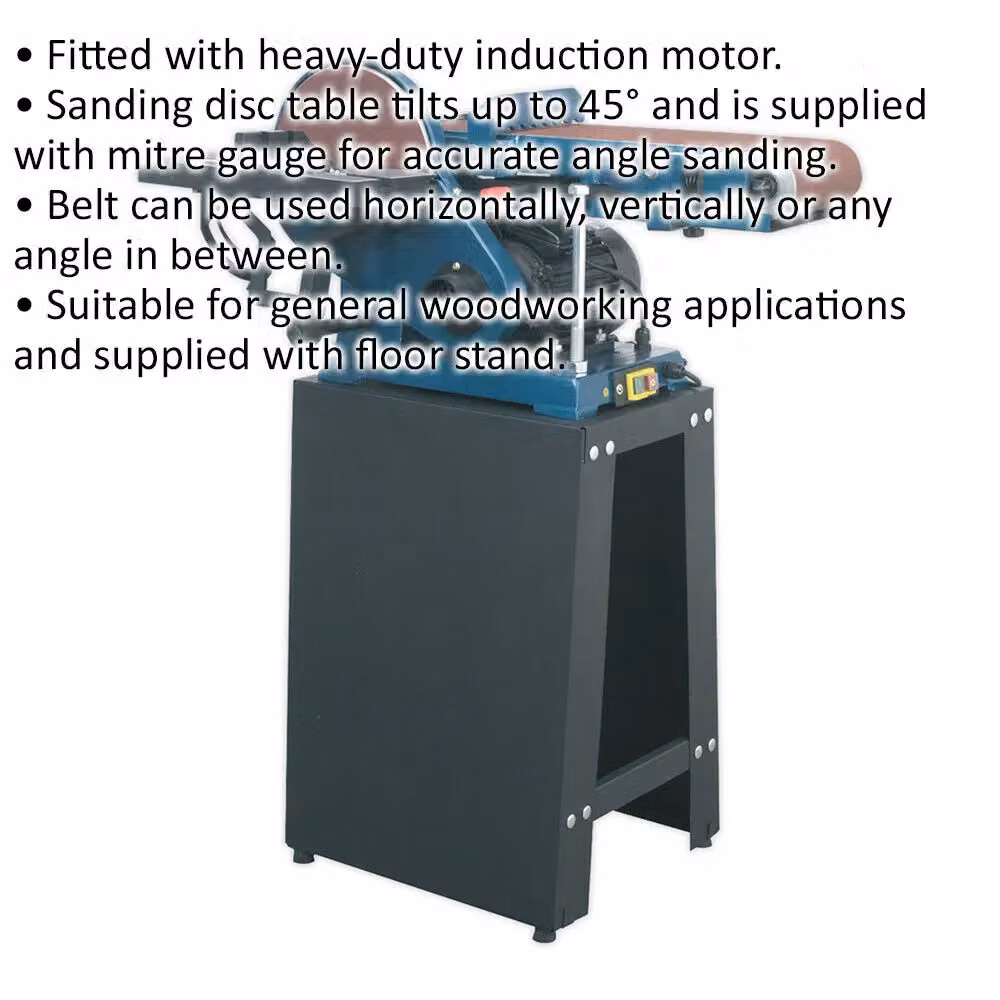 Loops PRO Standing Floor Mounted Disc and Belt Sander, 500W 230V, Multicolour, Belt Width: 150 mm, Disc Diameter: 230 mm – 1