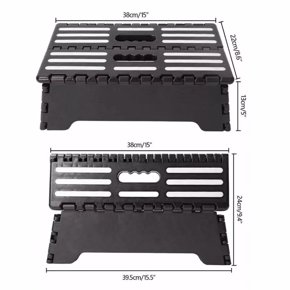 SPETLEK Portable Non-Slip Folding Step Stool in Black, W/D/H: 52 x 52 x 24 cm – 4