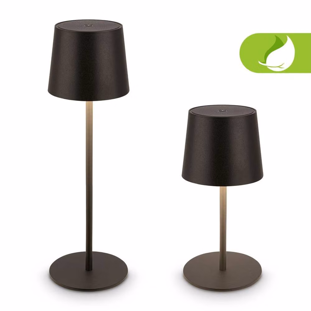 Briloner Black Rechargeable LED Table Lamp with Touch Control and Dimmable Warm White Light, H 33 cm x W 11 cm x D 11 cm – 5