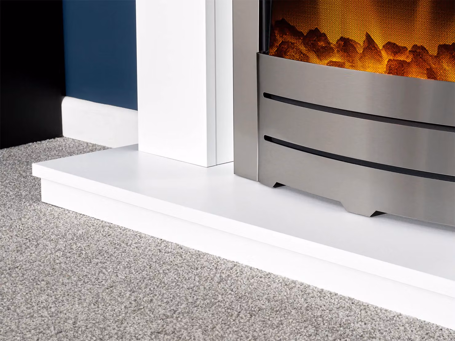 Adam Fires & Fireplaces Malmo Fireplace in White, Black and Grey with Colorado Electric Fire in Brushed Steel, 39 Inch – 8