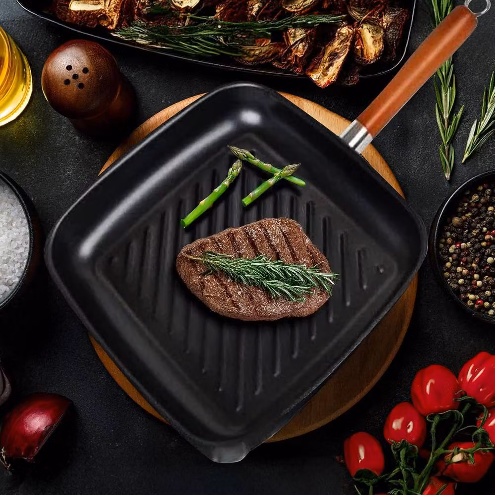 BARGAINS-GALORE Non Stick Aluminium Grill Pan with Pouring Spout, Black, Diameter: 26 cm – 2