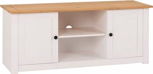 Seconique Panama White and Waxed Pine 2 Door TV Cabinet W/D/H: 120 x 40 x 50.5 cm
